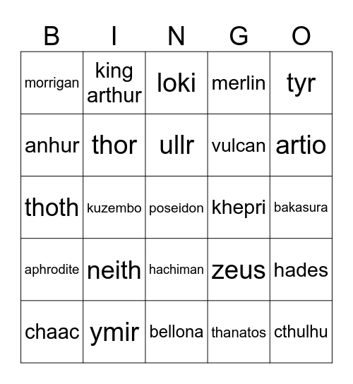 smite bingo Card