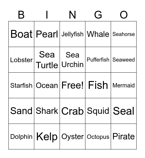 Ocean Bingo Card