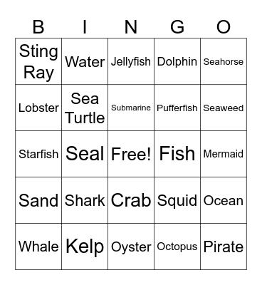 Ocean Bingo Card