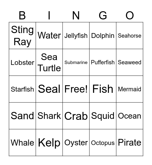 Ocean Bingo Card