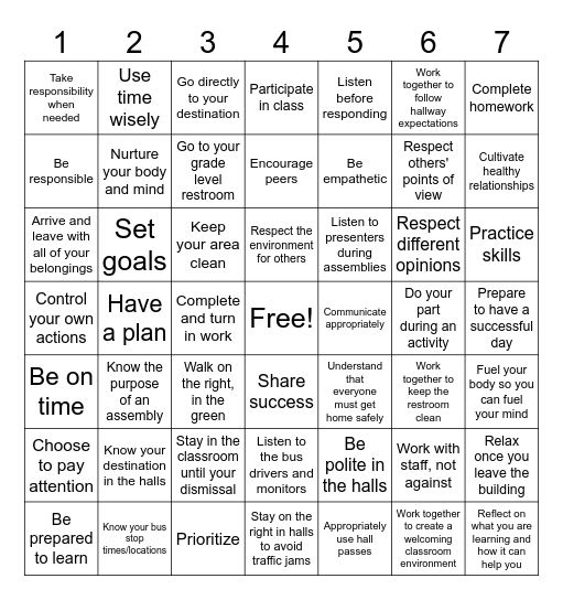 Leader In Me BINGO Card