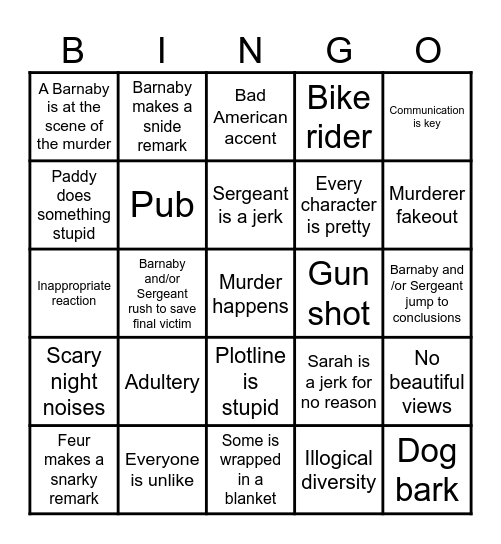 Barnaby Bingo Card