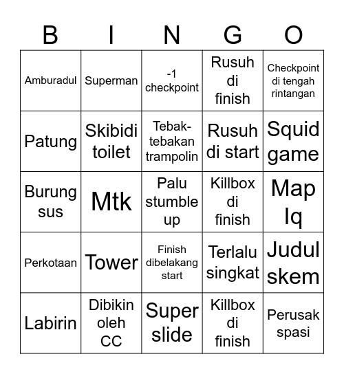 Workshop Bingo Card