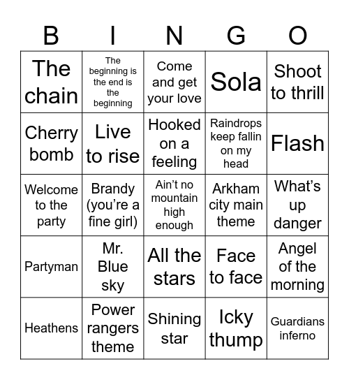 Superpower Hour Bingo Card