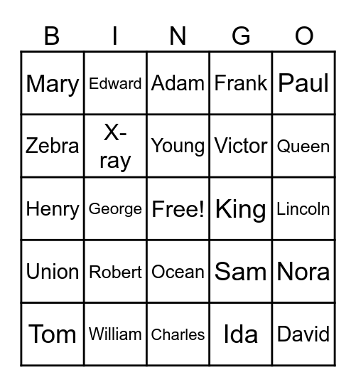 Police Bingo 4 Bingo Card