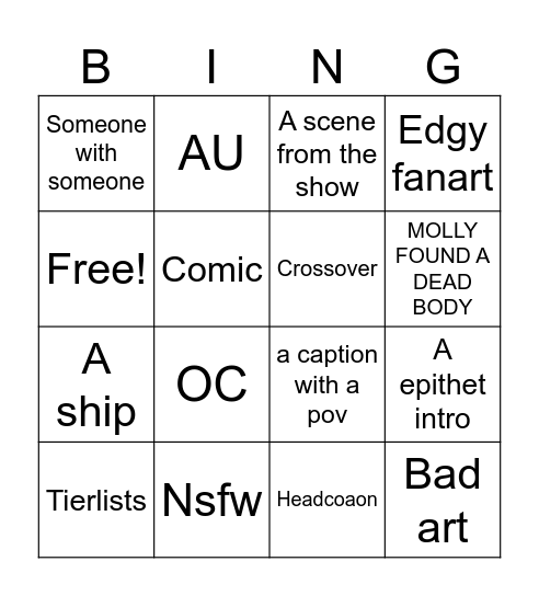 Fanarr 8005 Bingo Card