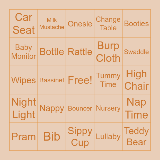 Baby Bingo! Bingo Card