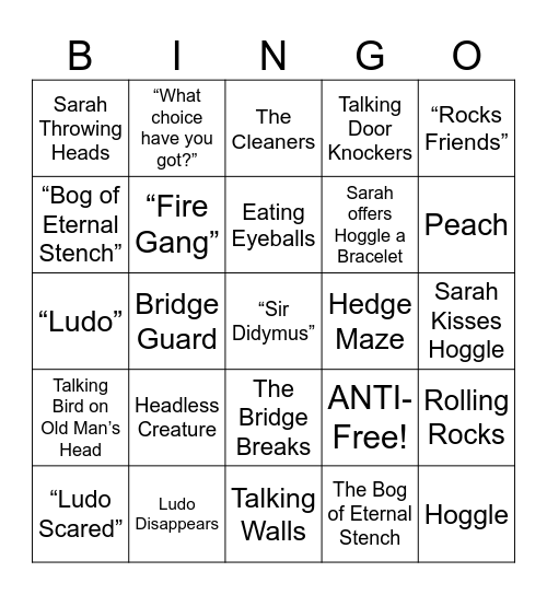 The Labyrinth - Round 2 Bingo Card