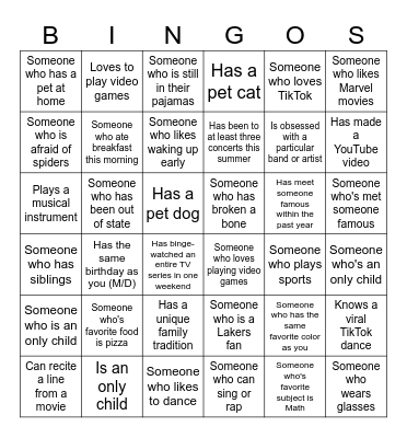 Human Bingo - Back to School Addition Bingo Card