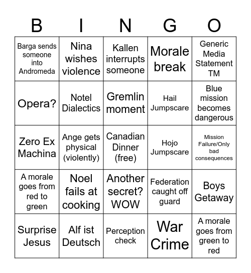 Funny Man Does Bingo Card