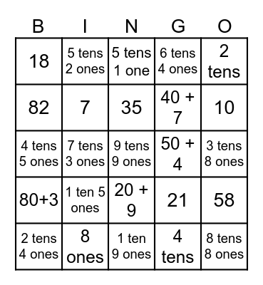 Place Value Bingo Card