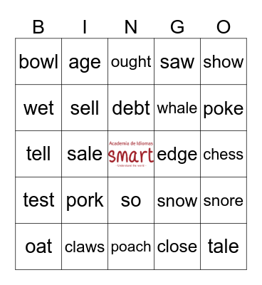Minimal pairs Bingo Card