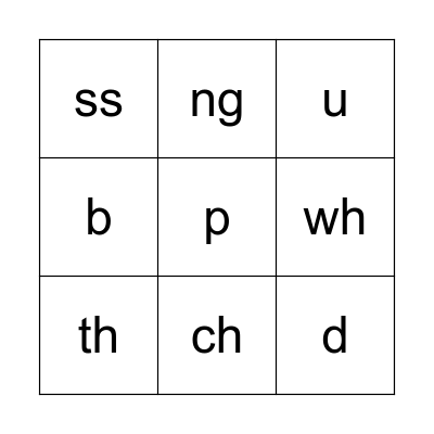 Sounds Write Bingo Card
