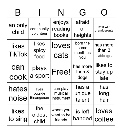 HUMAN BINGO (12-KING EDITION) Bingo Card