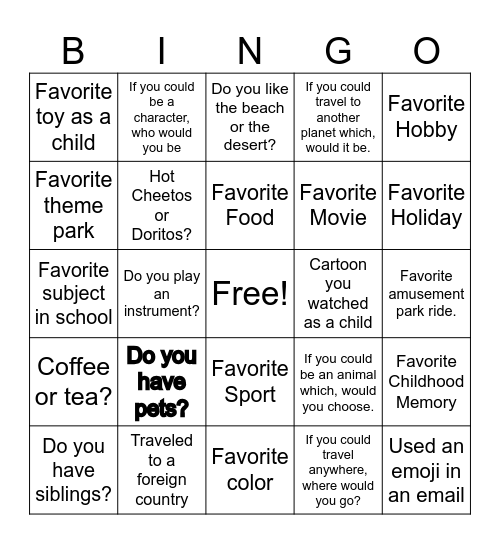 Welcome to DFEO Bingo Card