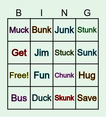 Phonics Bingo Card