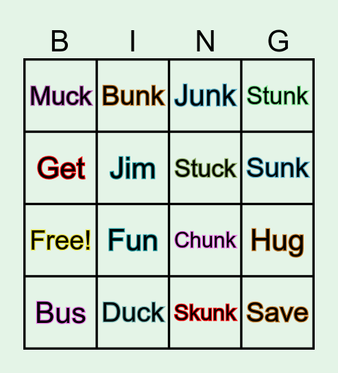 Phonics Bingo Card