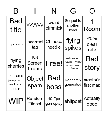 IWM Recent Tab Bingo Card