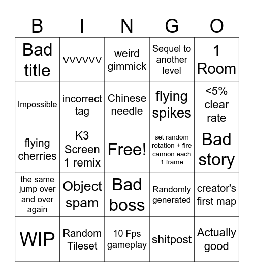 IWM Recent Tab Bingo Card