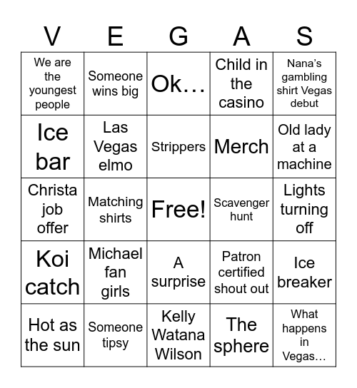 Patron Conference Bingo Card