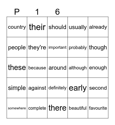 Purple 16 Bingo Card
