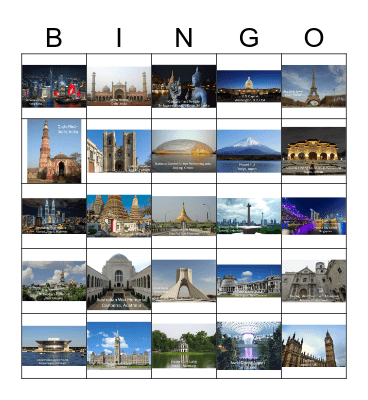 Various Countries Bingo Card