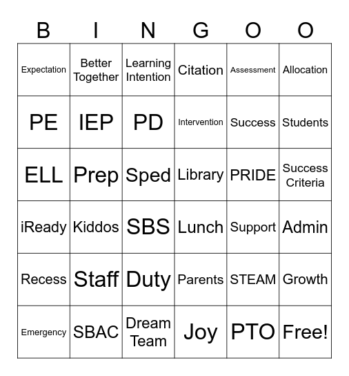 Untitled Bingo Card