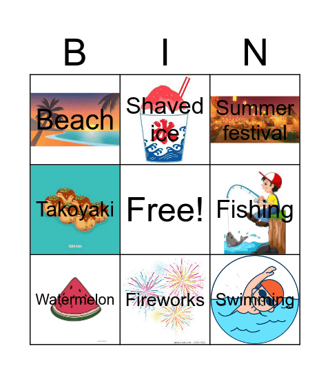 Summer Bingo Card