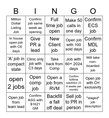 CR Bingo Card