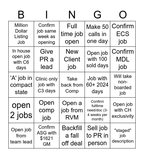 CR Bingo Card