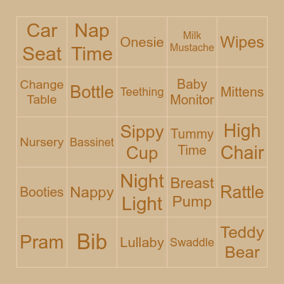Hello Baby! Bingo Card