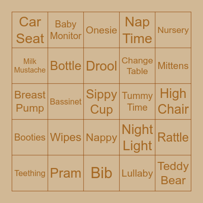 Hello Baby! Bingo Card
