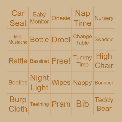 Hello Baby! Bingo Card