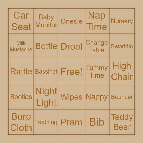 Hello Baby! Bingo Card