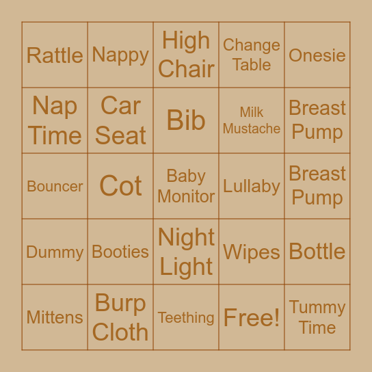 Hello Baby! Bingo Card
