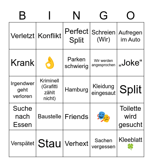 Tag 2 Sommertour Bingo Card