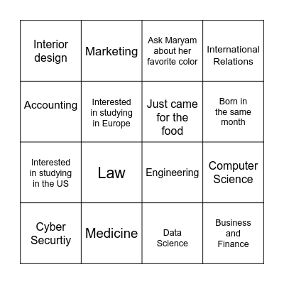 EZ BINGO Card