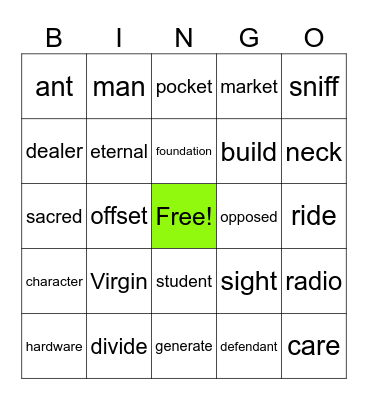 Call Bingo Card