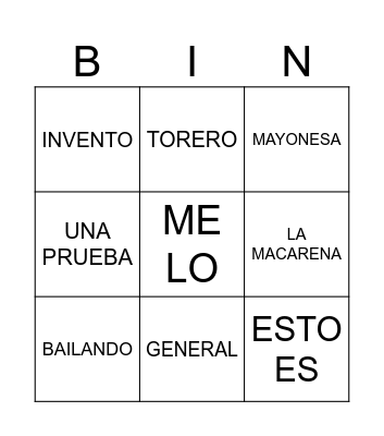 BINGO MUSICAL Bingo Card