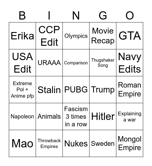 Douyin Bingo Card