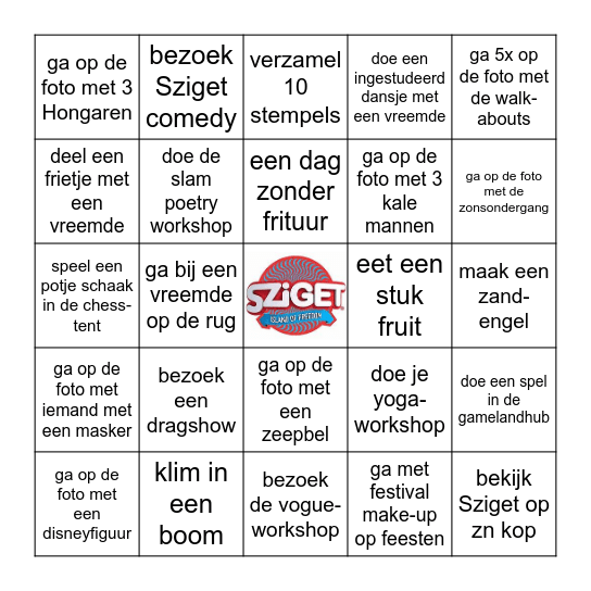 Sziget 2024 Bingo Card