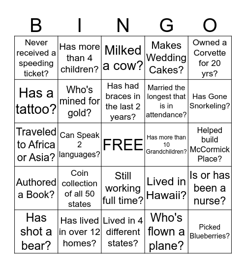 Roth 1st Cousin Family Reunion Bingo Card