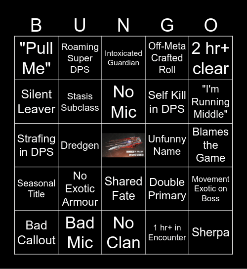 Bungo! Bingo Card