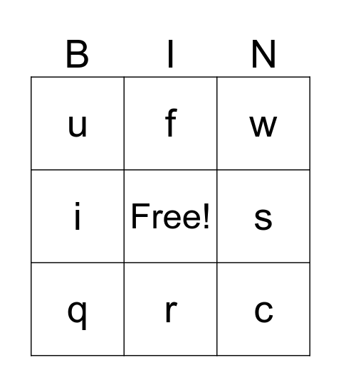 a Bingo Card