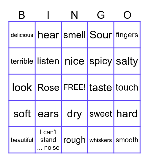 Senses Bingo Card