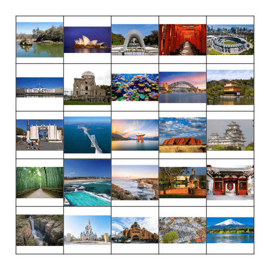 Significant Landmarks Bingo Card