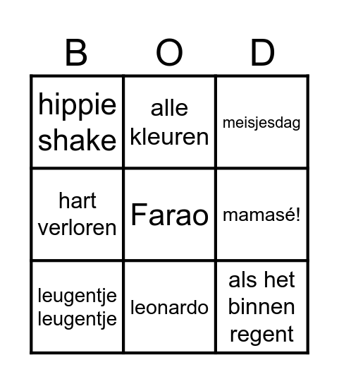 K3 BINGO Card