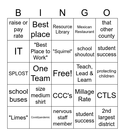 Ragsdale BINGO Card