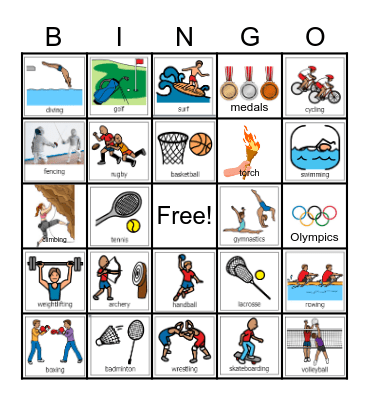 Olympics Bingo Card