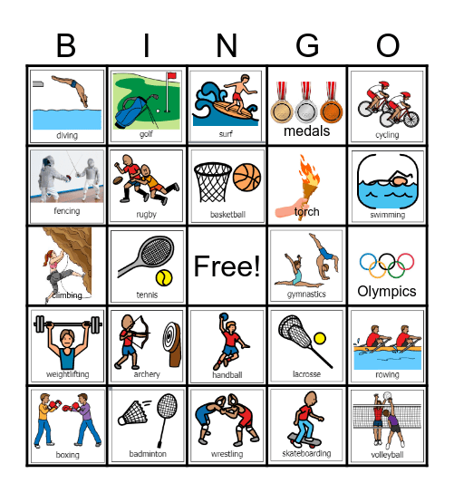 Olympics Bingo Card